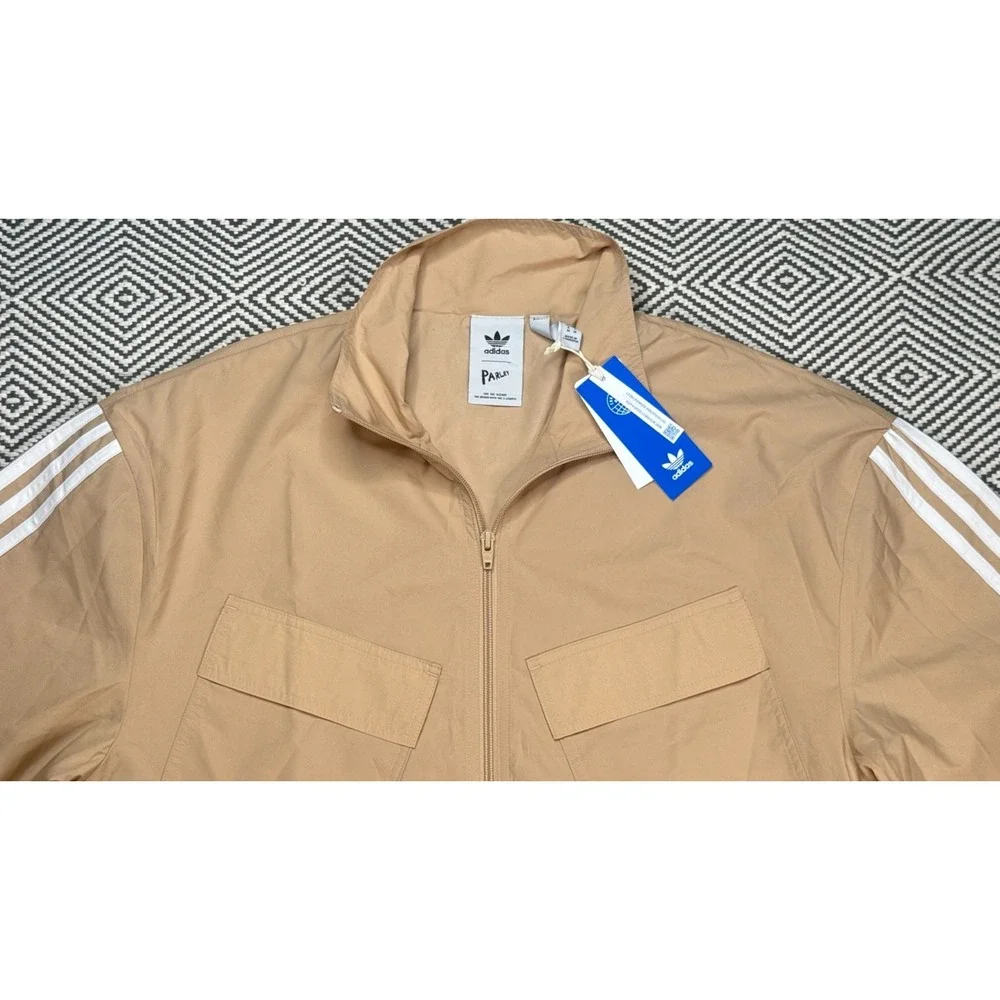 Adidas Men's Full Zip Long Sleeve Parley‎ TT Beige Track Jacket Size Medium